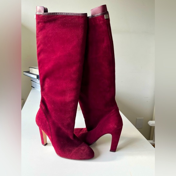 NEW STUART WEITZMAN Charlie Caberne Red Burgundy Suede Knee Boot sz 10 - Picture 6 of 9